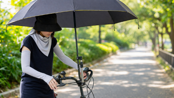 さすべー　さすべえ　自転車の傘さし運転　道交法ｖ日傘　日焼け対策